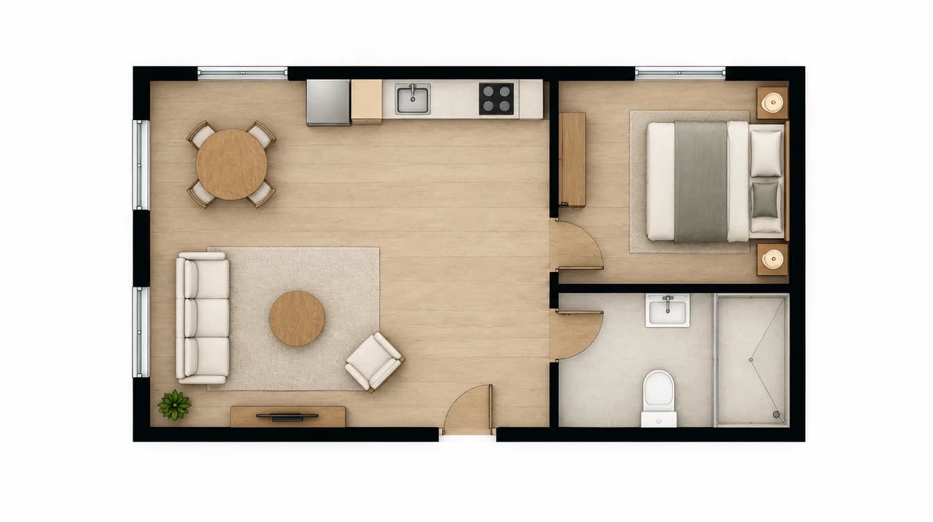 Photoreal image from a floor plan